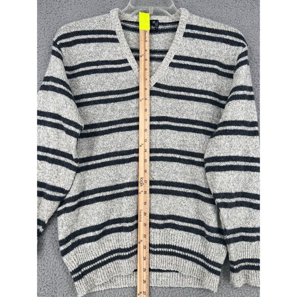 VTG Panache Women's V-neck Wool Blend Grey & Black Sweater Size M Made in U.S.A. - Picture 7 of 10
